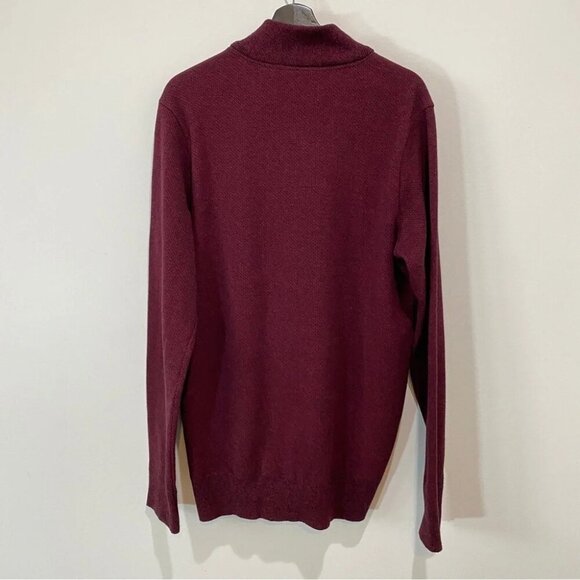 Robert Graham Men's XL Pullover 1/4 Zip Knit Burgundy Sweater - Picture 13 of 16